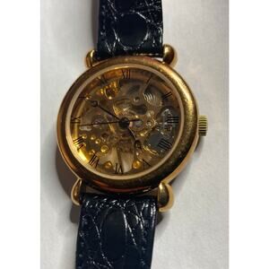 Unique 17 jewels Mechanical Skeleton Wind Up Hong Kong Unisex Watch - Brass Case